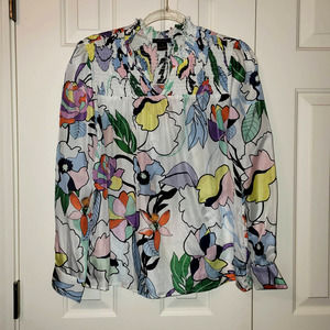 Anthropologie Multicolor Silk Floral Blouse